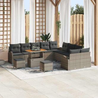 vidaXL Conjunto De Sof&aacute; De Jard&iacute;n 13 Pcs Gris 90 X 55 X 71 Cm Vidaxl