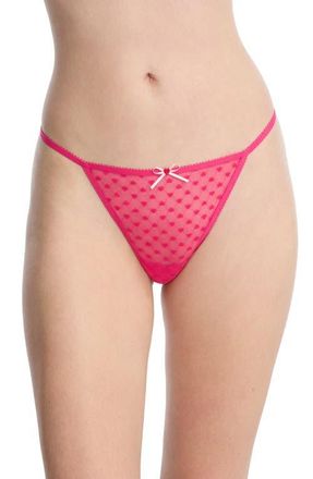 Skarlett Blue Heart Breaker Lace G-String Thong in Neon Fuchsia at Nordstrom, Size X-Large