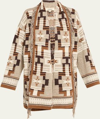 L'agence Jair Fringe-Trim Jacquard Cardigan