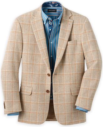 Paul Fredrick Wool Windowpane Single Breasted Notch Lapel Sport Coat