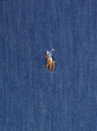 Polo Ralph Lauren Mens Long-Sleeved Shirt, Blue Cotton