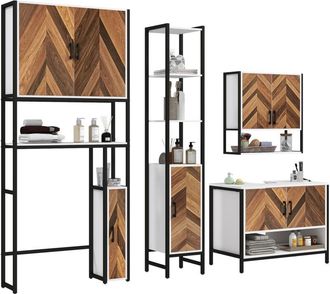 HOMCOM Homcom - Conjunto Incluye 1 Columna De Ba&ntilde;o 1 Mueble Para Debajo Del Lavabo 1 Armario De Ba&ntilde;o De Pared 1 Mueble Sobre Inodoro Con Estantes Ajustables