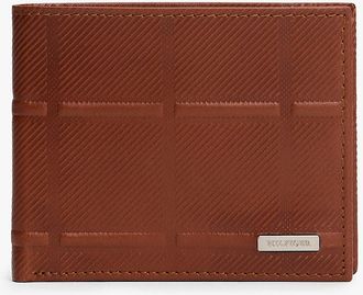 Tommy Hilfiger Mens Embossed Leather ID Case Bifold Wallet - Brown