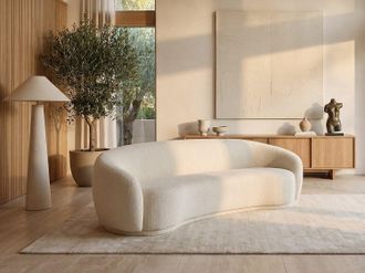 Vente-Unique Divano 3 posti in Tessuto bouclette Beige - BOVANA di PASCAL MORABITO