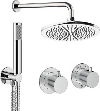 Crosswater Module Regendoucheset inbouw - 2 hendels - 30cm douchekop - handdouche - wandarm - chroom