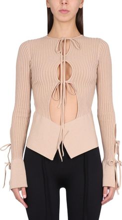 Andreadamo Light Brown Knitted Round Neck Sweater