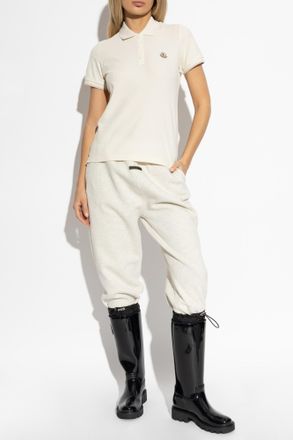 Moncler Polo With Logo, Womens, Cream