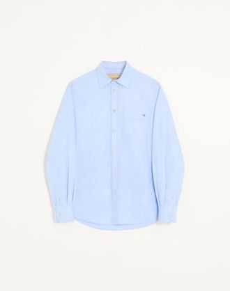 Valentino Camicia Valentino in cotone fil-&agrave;-fil con ricamo farfalla Uomo AZZURRO 38