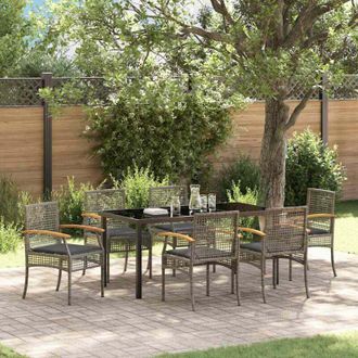 vidaXL Vidaxl - Conjunto De Comedor De Jard&iacute;n 7 Pcs Gris Rat&aacute;n Sint&eacute;tico