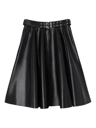Ganni belted midi skirt - women - Calf Leather - 36 - Black