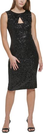 Calvin Klein Womens Petites Sequined Cocktail Party Dress