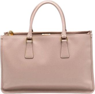 Prada Pre-owned Handbags, female, Beige, Size: ONE SIZE Pre-owned Saffiano Satchel