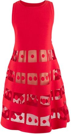 Alaia Red Sheer Panelled Skater Dress Size M