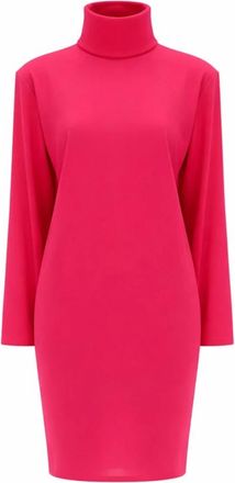 Saint Laurent Kleedjes, Dames, Roze, S, Jurk met hoge hals en lange mouwen