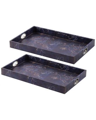 A&B Home Discontinued A&B Home Set Of 2 Decorative Trays