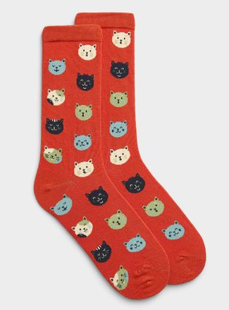 Simons Womens Expressive cat socks