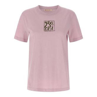 Marni T-Shirts, female, Pink, 3XS, Crewneck T-shirt