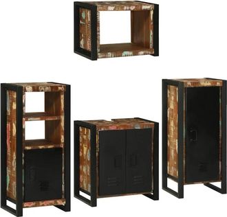vidaXL Juego De Muebles De Ba&ntilde;o 4 Pcs Madera Reciclada Maciza Vidaxl