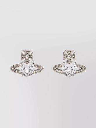 Vivienne Westwood crystal heart earrings pair orb detail