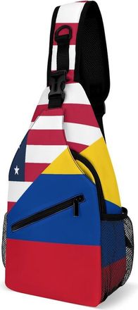 Generic U.S. And Columbia Flag Mens Shoulder Bags Sling Crossbody Backpack Travel Hiking Chest Bag with Small Side 38x20cm
