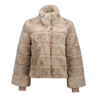 Bomboogie Korte Cape Bontjas - Dames - Jassen - Beige - Maat: XL Taf