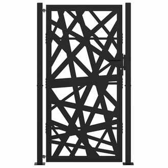 Berkfield Home Beautiful Garden Gate Black 105x180 cm Steel Light Design
