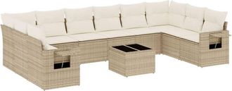 vidaXL Set De Sof&aacute;s De Jard&iacute;n 11pzas Con Cojines Rat&aacute;n Sint&eacute;tico Beige Vidaxl