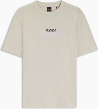 HUGO BOSS Mens BOSS Orange Te LogoTape T-Shirt 271 L Beige - Tan - Size: 40