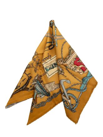 Herm&egrave;s 2010-2025 Musee zijden zakdoek - Bruin