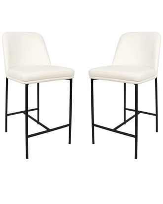 Manhattan Comfort Set Of 2 Loft Metal Vegan Leather Counter Stools