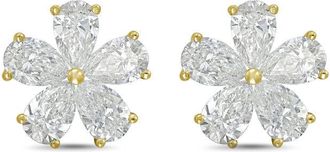 Diana M. Jewels 14kt Yellow gold 10.00cts lab grown Pear shaped diamond flower cluster stud earrings