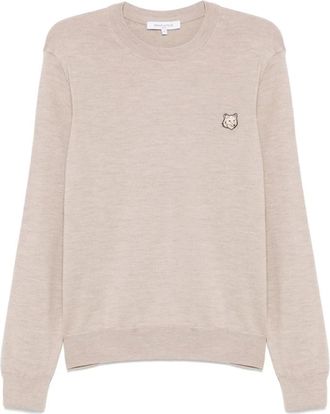 Maison Kitsuné Truien & Vesten, Heren, Grijs, L, Geribbelde trui met ronde hals