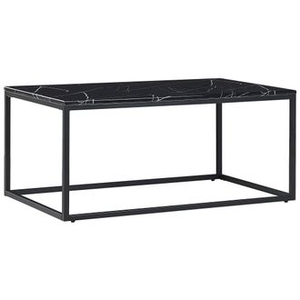 Beliani Beliani - Mesa De Centro De Efecto M&aacute;rmol Negro 100 X 60 Cm Base De Metal Industrial Dorris