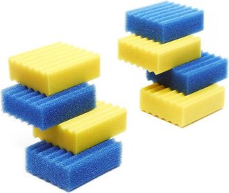 Elle Juego Completo De 8 Esponjas Filtrantes Para Filtros Biol&oacute;gicos Cbf-350b Y Cbf-550: 4 Amarillas, 4 Azules. Pieza De Repuesto. Espuma Filtrante. Materi