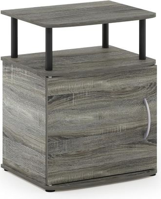 Furinno JAYA Utility Design End Table, French Oak Grey/Black