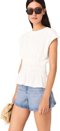 Maje Fitted pleated T-shirt in White at Nordstrom, Size X-Small