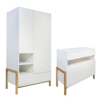 OEM C&oacute;moda 3 Cajones Y Armario 2 Puertas 1 Caj&oacute;n Kocot Kids Victor - Blanco Y Roble