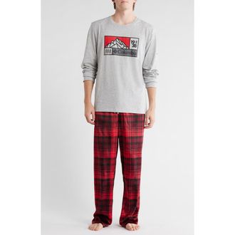 Columbia Long Sleeve T-Shirt & Pants Pajamas in Light Gray Heather/multi Plaid at Nordstrom Rack, Size X-Large