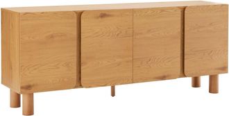Oviala Aparador efecto madera con 4 puertas, 180 cm de ancho, madera clara