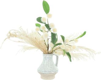 Creative Displays Inc. Handmade Faux Pampas & Globe Thistle In Decorative Ceramic Jar