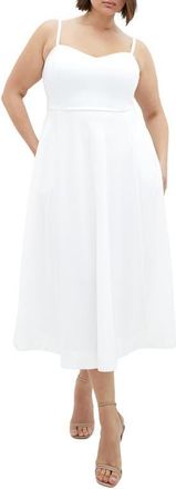 City Chic Pleated Sleeveless Maxi Dress in White at Nordstrom