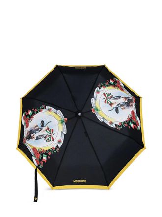Moschino print trimmed umbrella - SINGLE COLOUR VARIATION