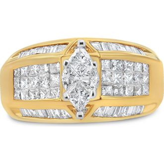 House of Brilliance 14K Yellow and White Gold 1 3/4 Cttw Multi Shaped Diamond Ring at Nordstrom, Size 7