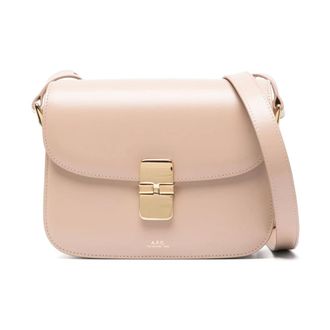 A.P.C. A.p.c., Tassen, Dames, Roze, ONE Size, Leer, Small Grace Schoudertas