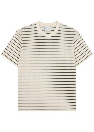 Percival Waffle-knit Striped Cotton T-shirt - White - Xxl