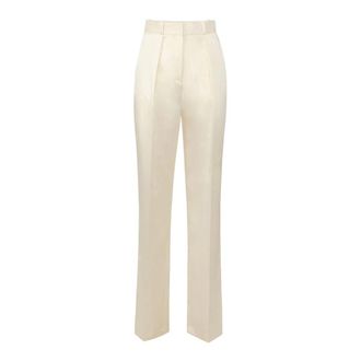 Elisabetta Franchi Dames, Broeken, Beige, Maat: XS Satijn