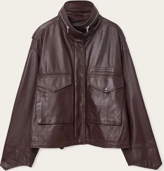 AllSaints Clay Funnel Neck Leather Jacket