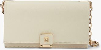 Tommy Hilfiger Womens Monogram Clasp Chain Strap Crossbody Bag - Soft Cream