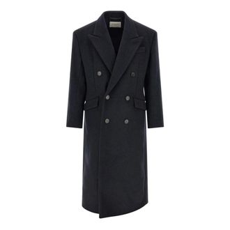 Saint Laurent Lange Jas - Heren - Mantel - Blauw - L - Wol - Jassen