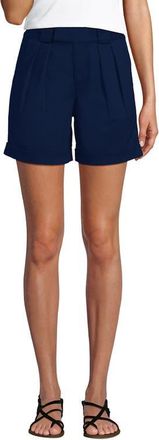 Lands End Chino High Rise Pleated 7 Shorts in Deep Sea Navy at Nordstrom, Size 18